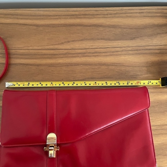 VINTAGE Red Envelope Style Shoulder Bag Clutch Bag Day to Night Business Office - Picture 10 of 16